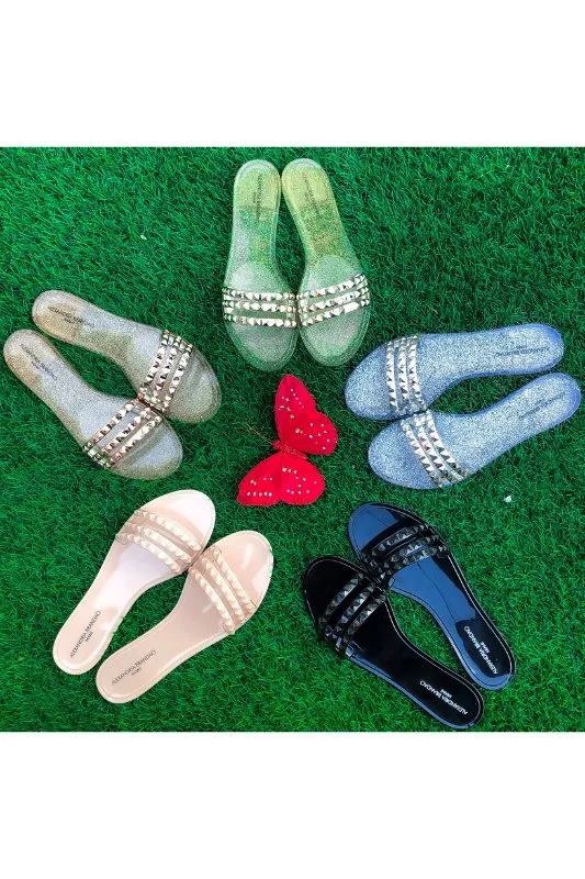 Aria B Silver Slide Sandals