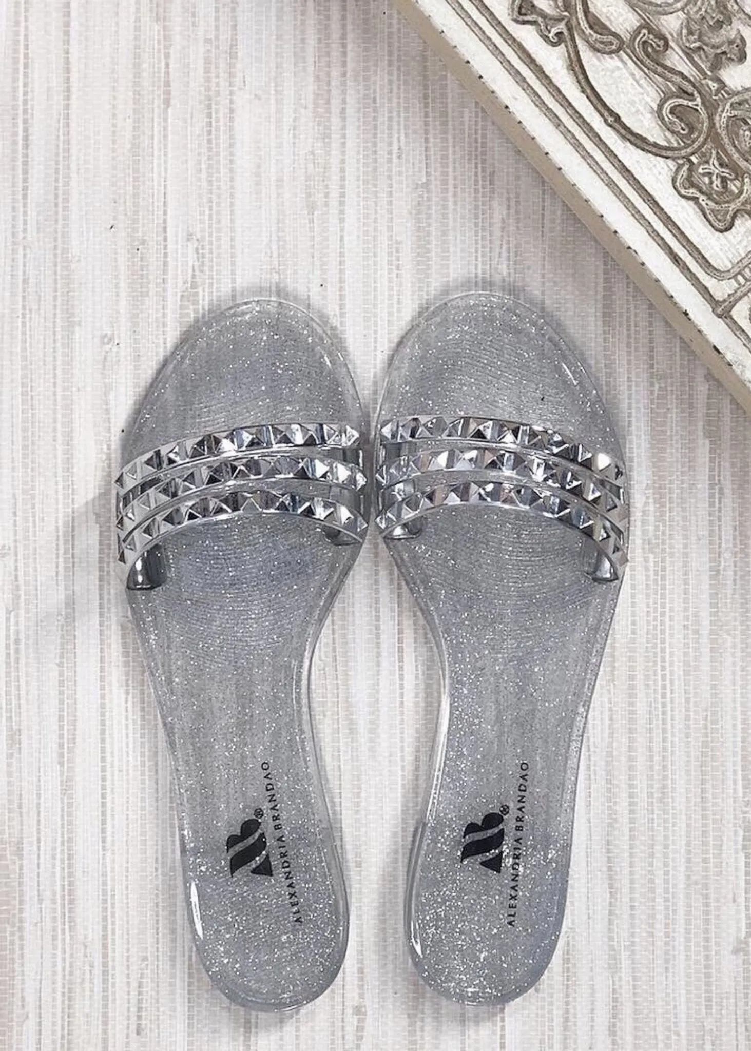 Aria B Silver Slide Sandals