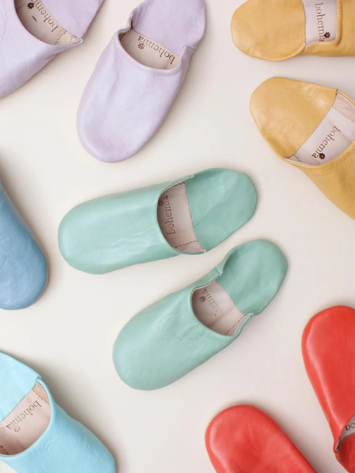 Bohemia Leather Babouche Slippers, Mustard