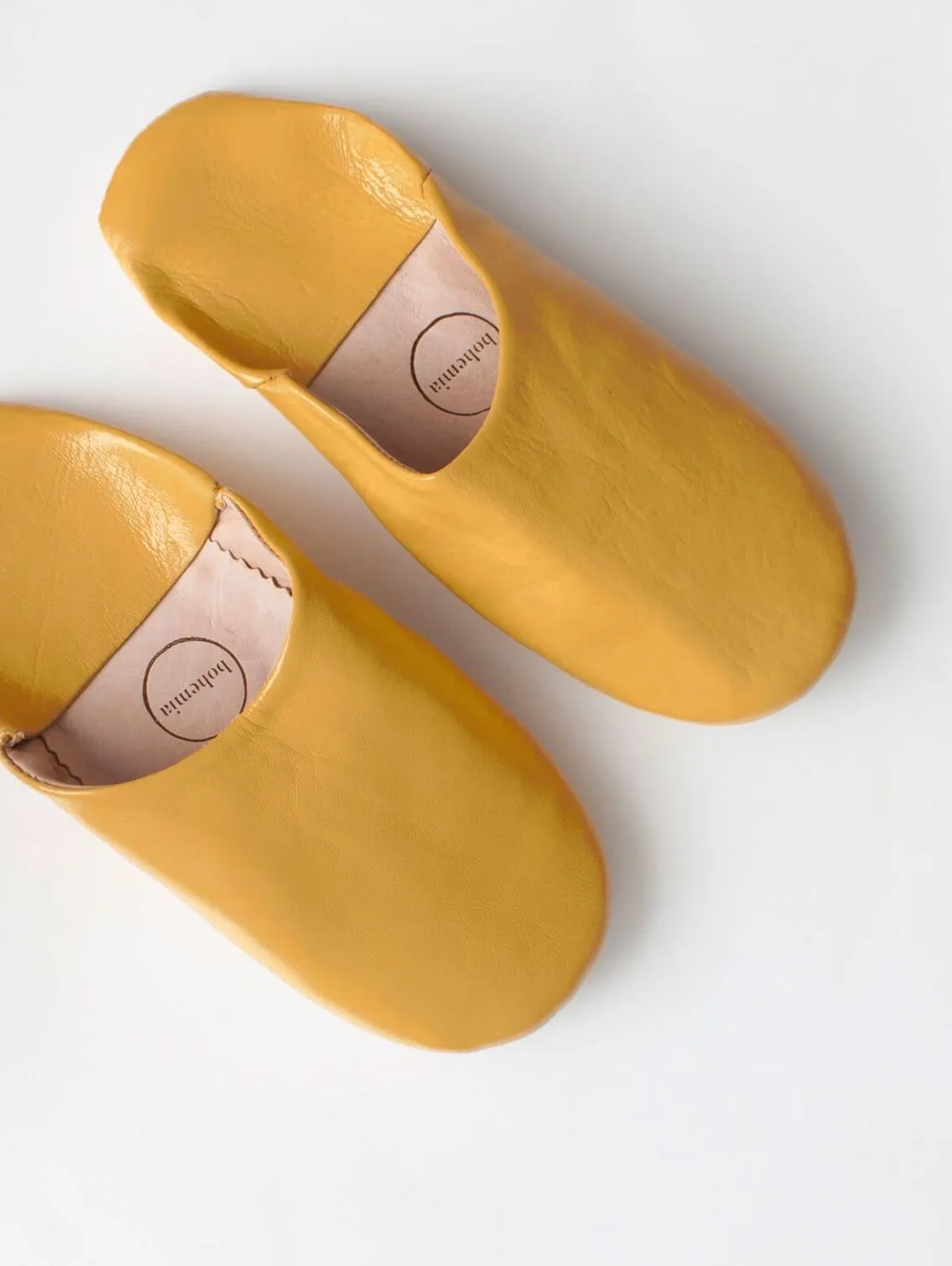 Bohemia Leather Babouche Slippers, Mustard