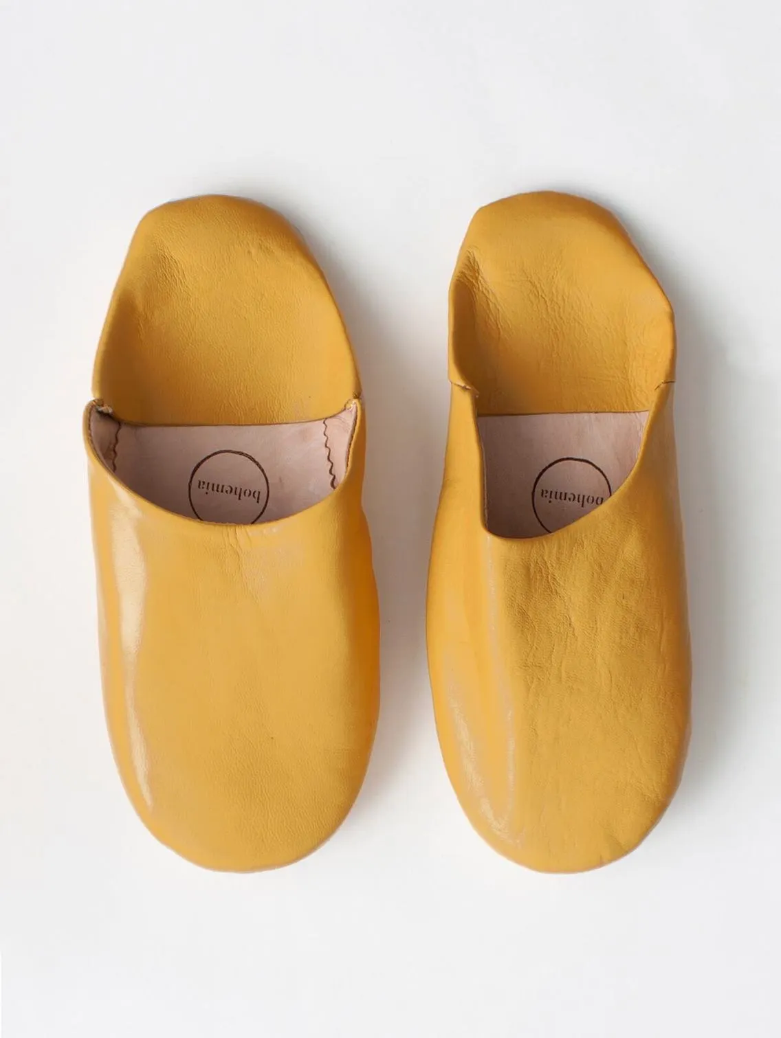 Bohemia Leather Babouche Slippers, Mustard