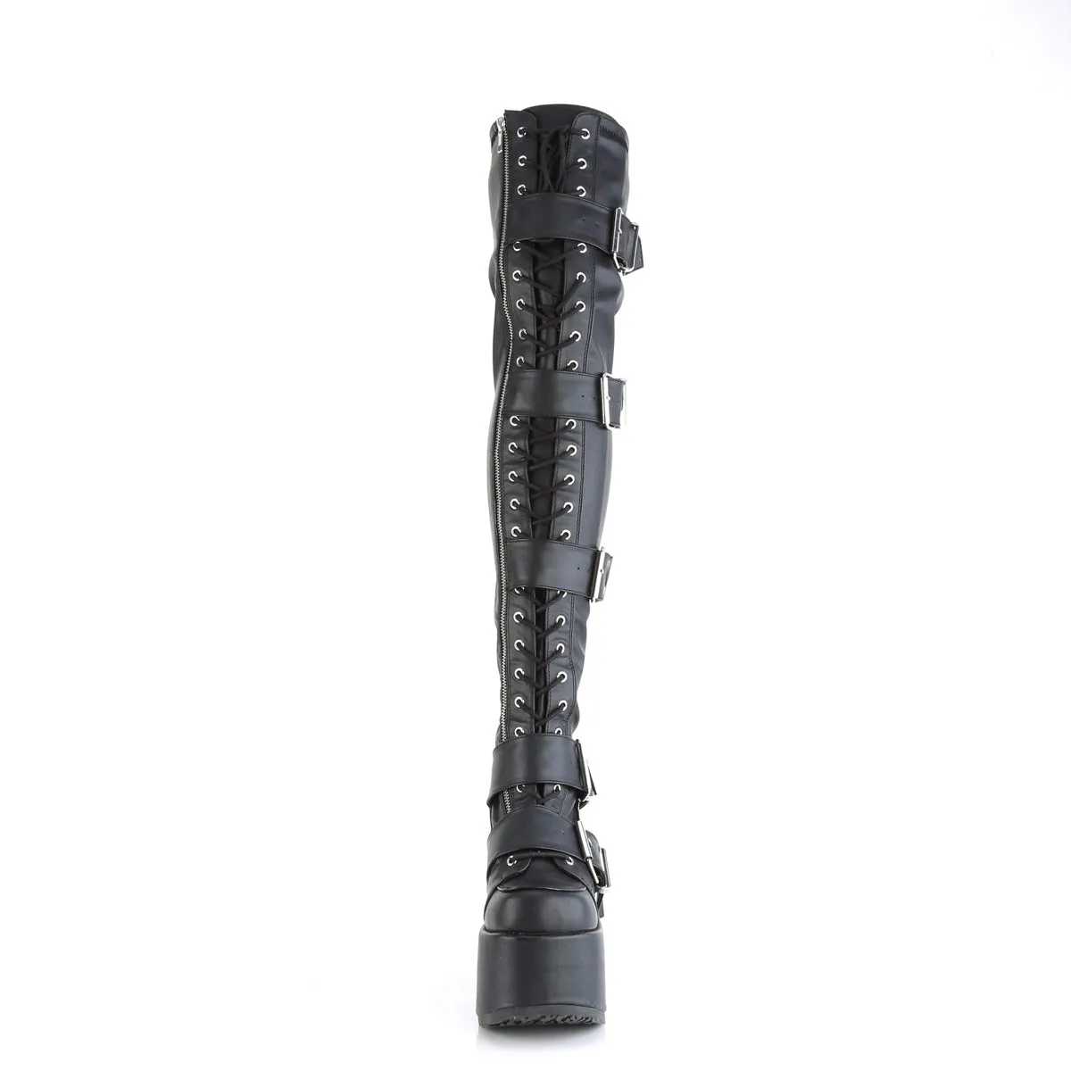 CAMEL-305 DemoniaCult Black Stretch Vegan Leather Sexy Women's Over-the-Knee Boots (Alternative Footwear)