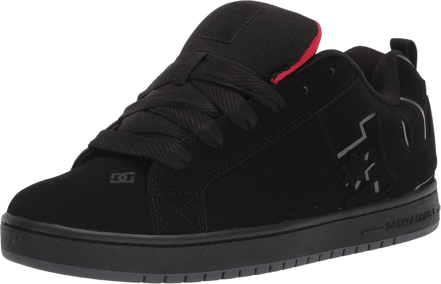 DC Men's Court Graffik Casual Skate Shoes, Black/RED, 9