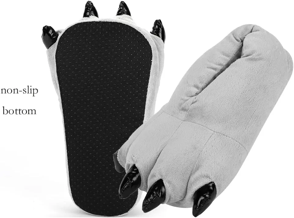 Dinosaur Slipper Plush Animal Claw Shoes for Adult Kid Halloween Costume Slippers Cute Tricky Paw Footwear Cosplay Party Prop
