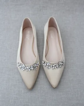 Evening Flats with Floral Rhinestones Details