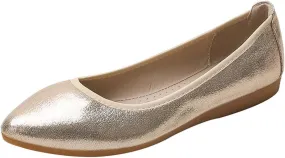 JOEupin Women's Pointed Toe Dress Flats Comfort Slip On Foldable Ballet Flat Shoes Soft with Bowknot