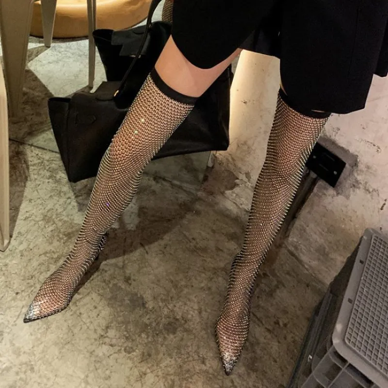 Lantana Rhinestone Fishnet Boots