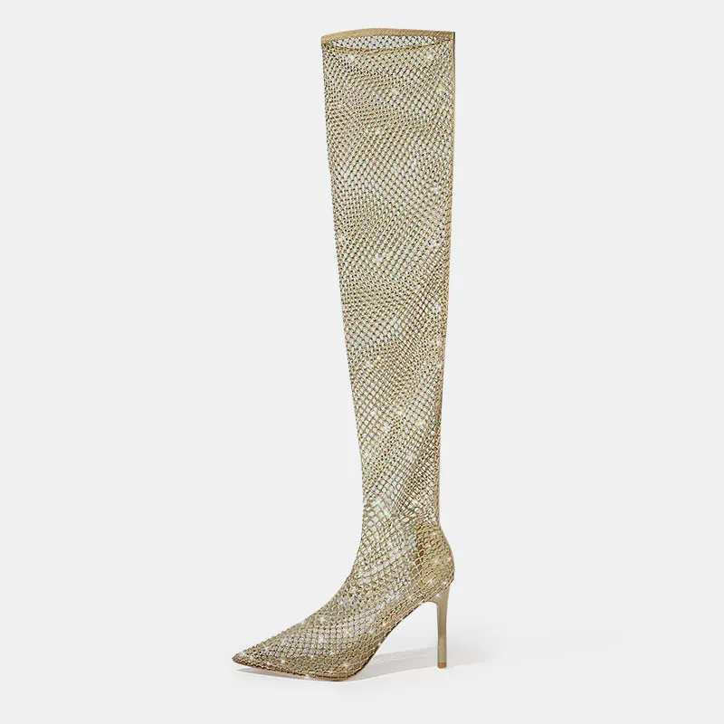 Lantana Rhinestone Fishnet Boots