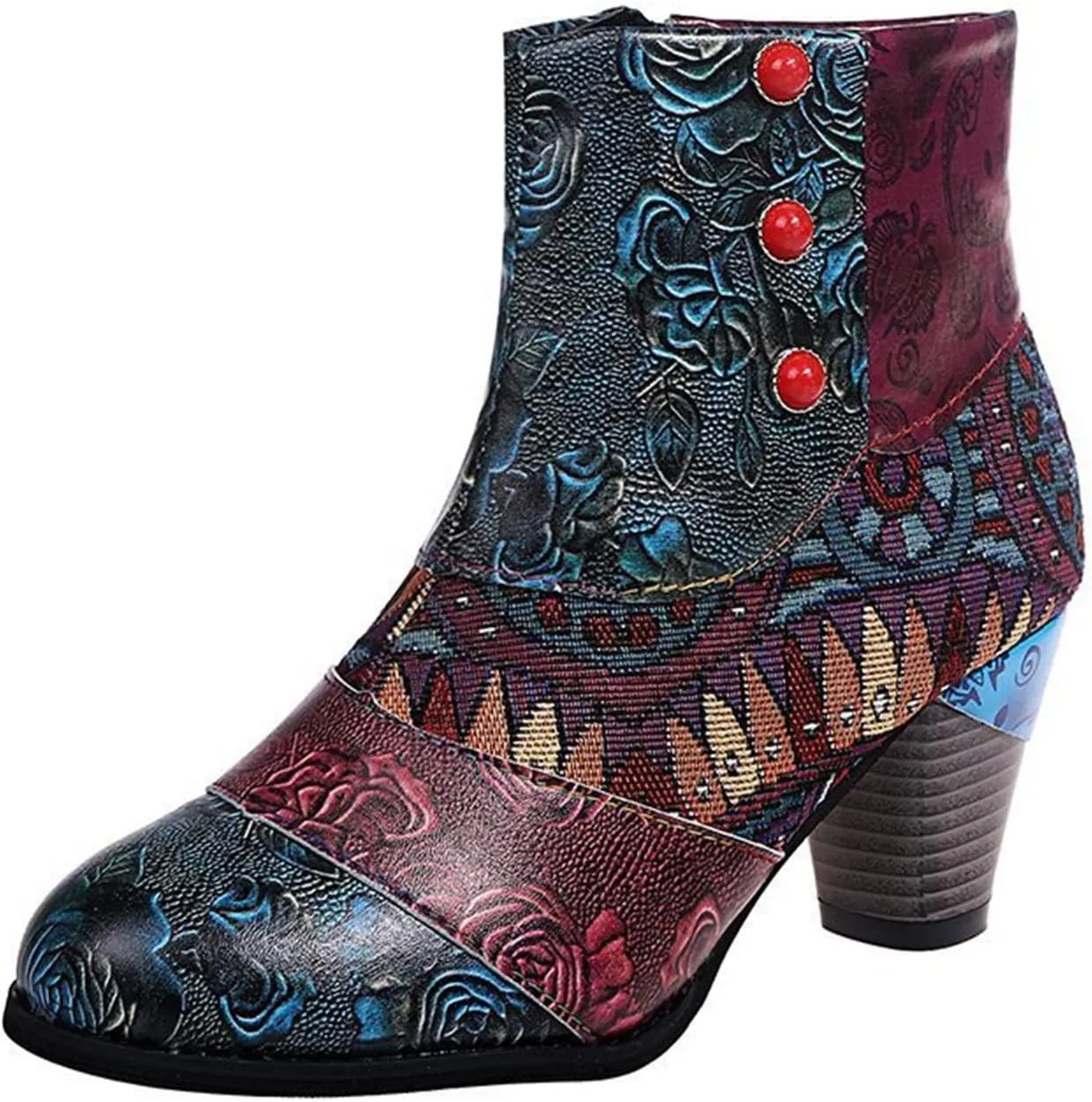 Lausiuoe Ankle Boots For Women Low Heel Dressy Cowgirl Cowboy Western Short Booties Wide Width Side Zipper Booties