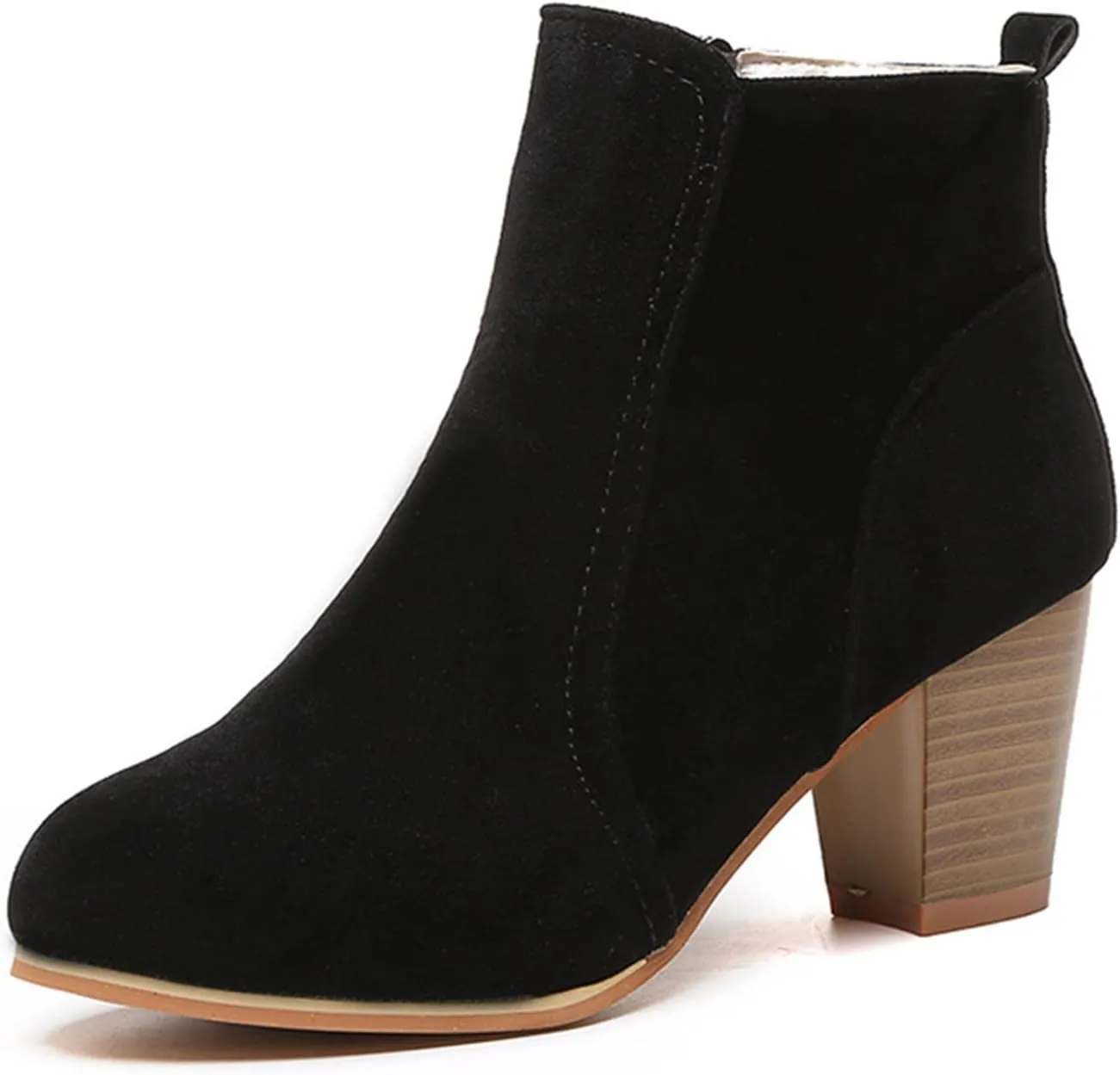 Lausiuoe Ankle Boots For Women Low Heel Dressy Fashion Short Boots Side Zipper Booties Dressy Wide Width Western Shoes