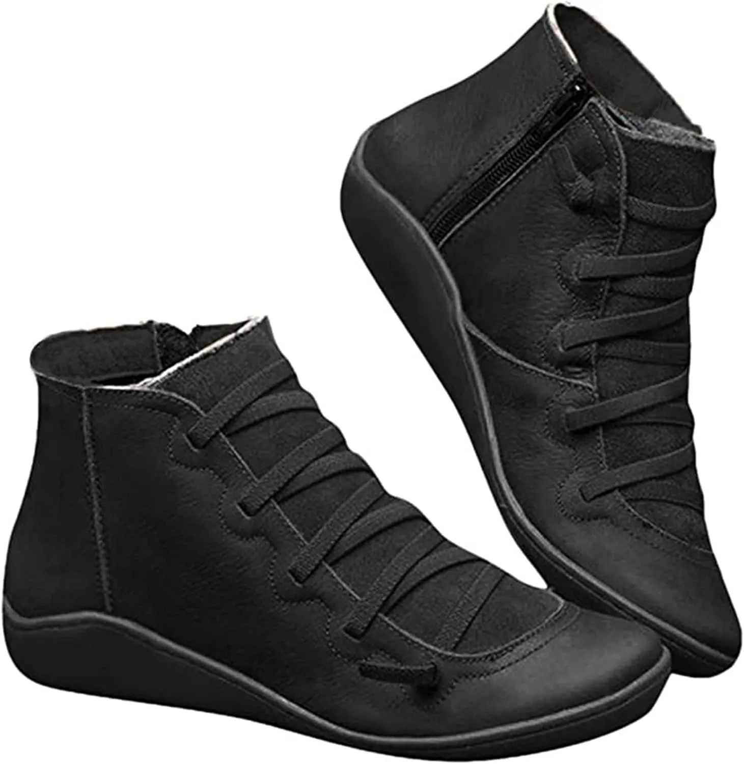 Lausiuoe Boots For Women Fashion Sexy Western Ankle Booties Casual Dressy Wide Width Comfortable Elegant Flat Shoes