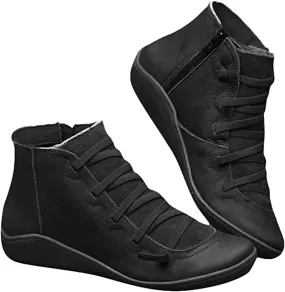 Lausiuoe Boots For Women Fashion Sexy Western Ankle Booties Casual Dressy Wide Width Comfortable Elegant Flat Shoes
