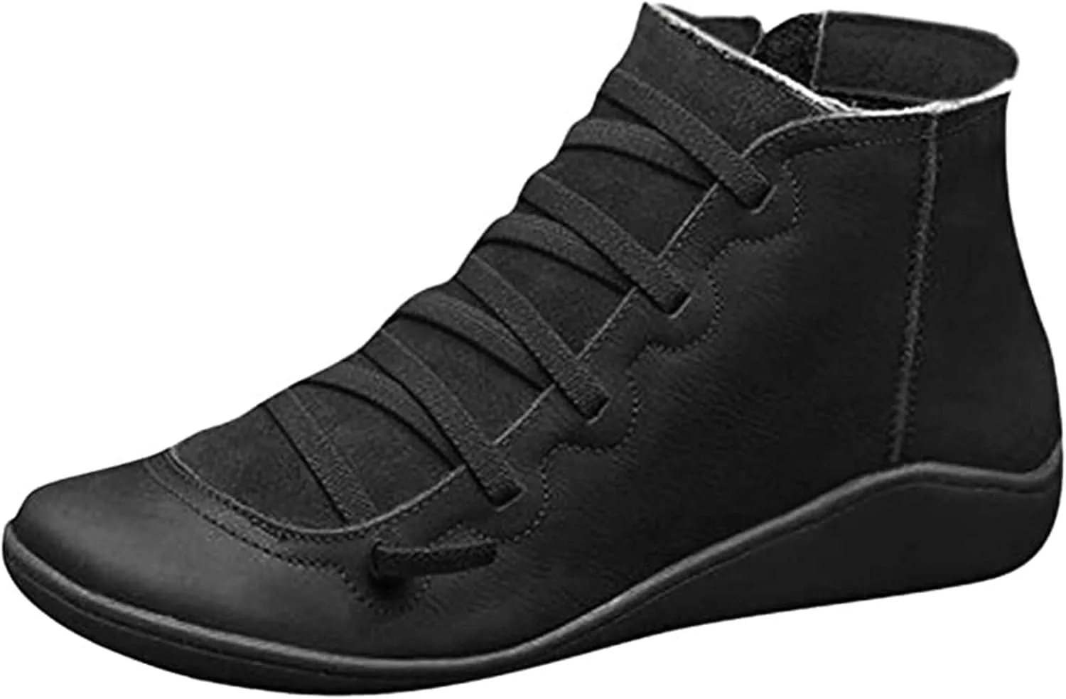 Lausiuoe Boots For Women Fashion Sexy Western Ankle Booties Casual Dressy Wide Width Comfortable Elegant Flat Shoes