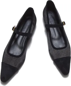 Mary Jane Flats;Two Tones Pointed Toe Ballet Flats;Fashion Mary Jane Shoes.