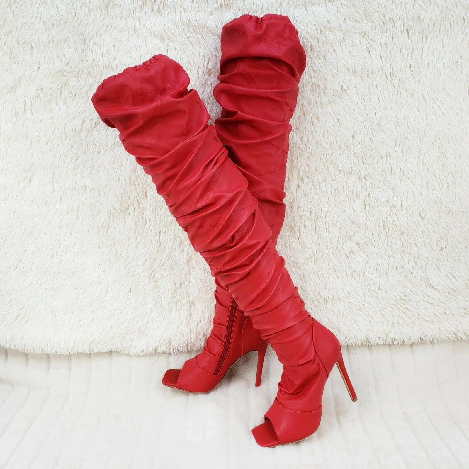 Peep Toe Stiletto Heel Over the knee Boots-Victoria-05 By Pazzle