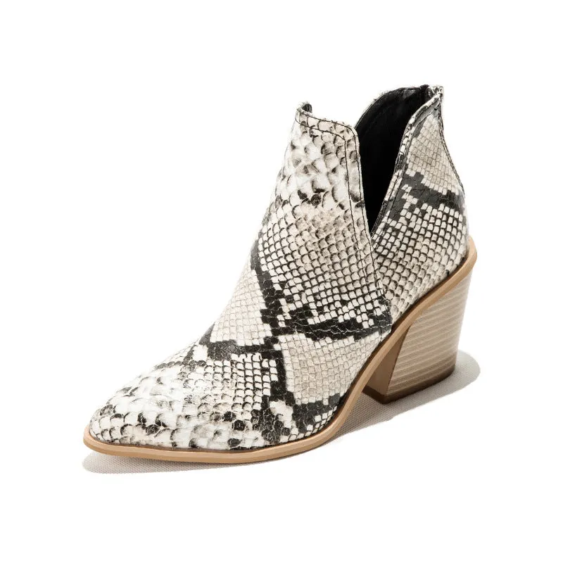 Pointy Toe Chunky Heel Booties
