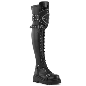 RENEGADE-320 DemoniaCult Black Stretch Vegan Leather Sexy Women's Over-the-Knee Boots (Alternative Footwear)