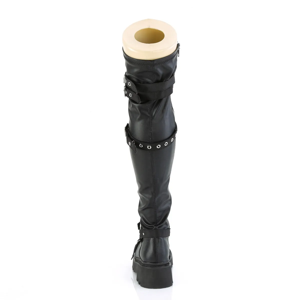 RENEGADE-320 DemoniaCult Black Stretch Vegan Leather Sexy Women's Over-the-Knee Boots (Alternative Footwear)