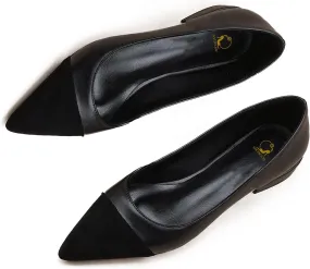SHODENSE Women Casual Cap Toe Flats Slip on Pointed Toe Ballet Flats Two Tone 0.5" Low Flat Heel Pumps Comfort Colorblock Basic Flat Dress Shoes Work Chic Driver Flats Fall 4-11 M US