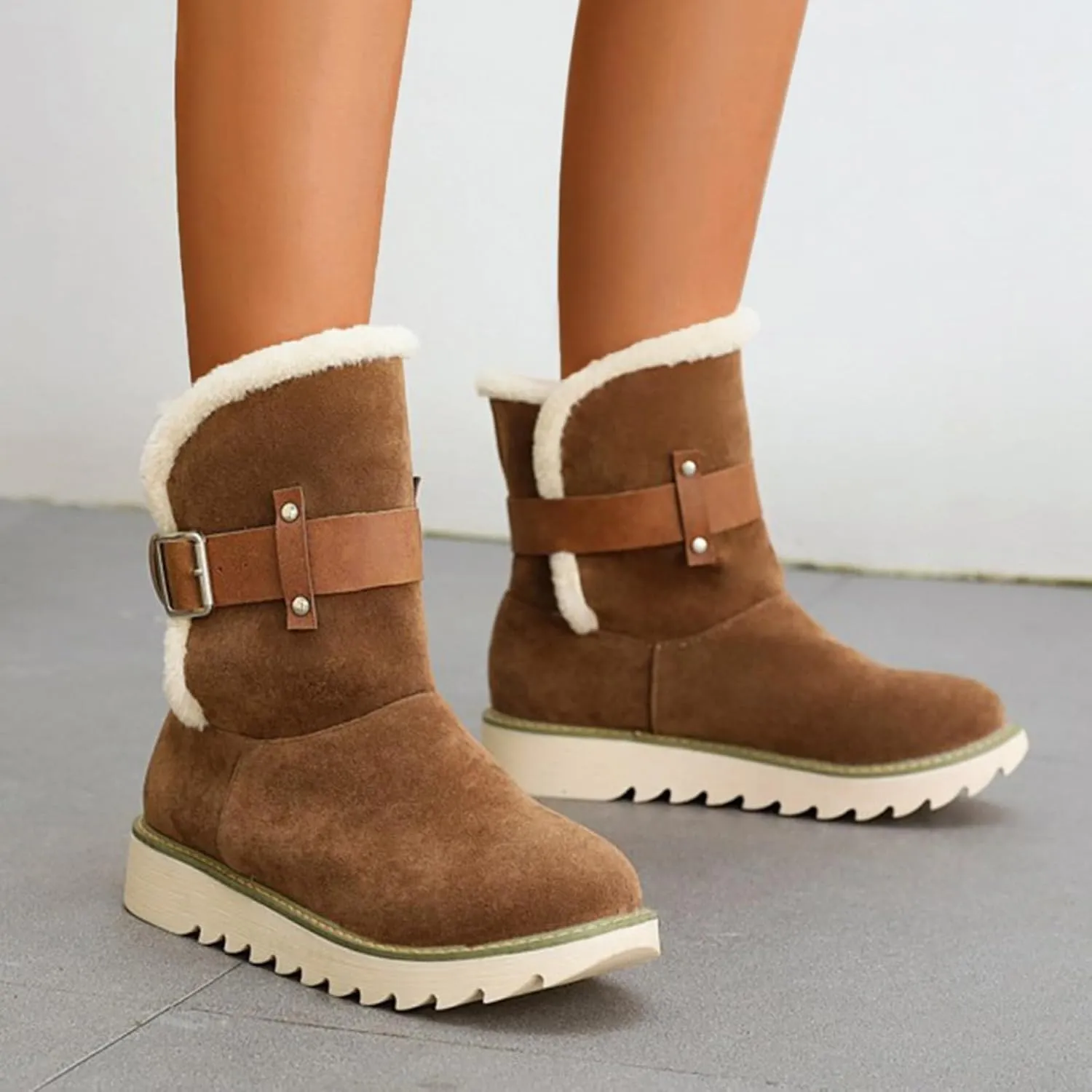 Snow Boots for Women Comfortable Warm Casual Flat Short Furry Booties Outdoor Footwear Skiing Hiking Boots