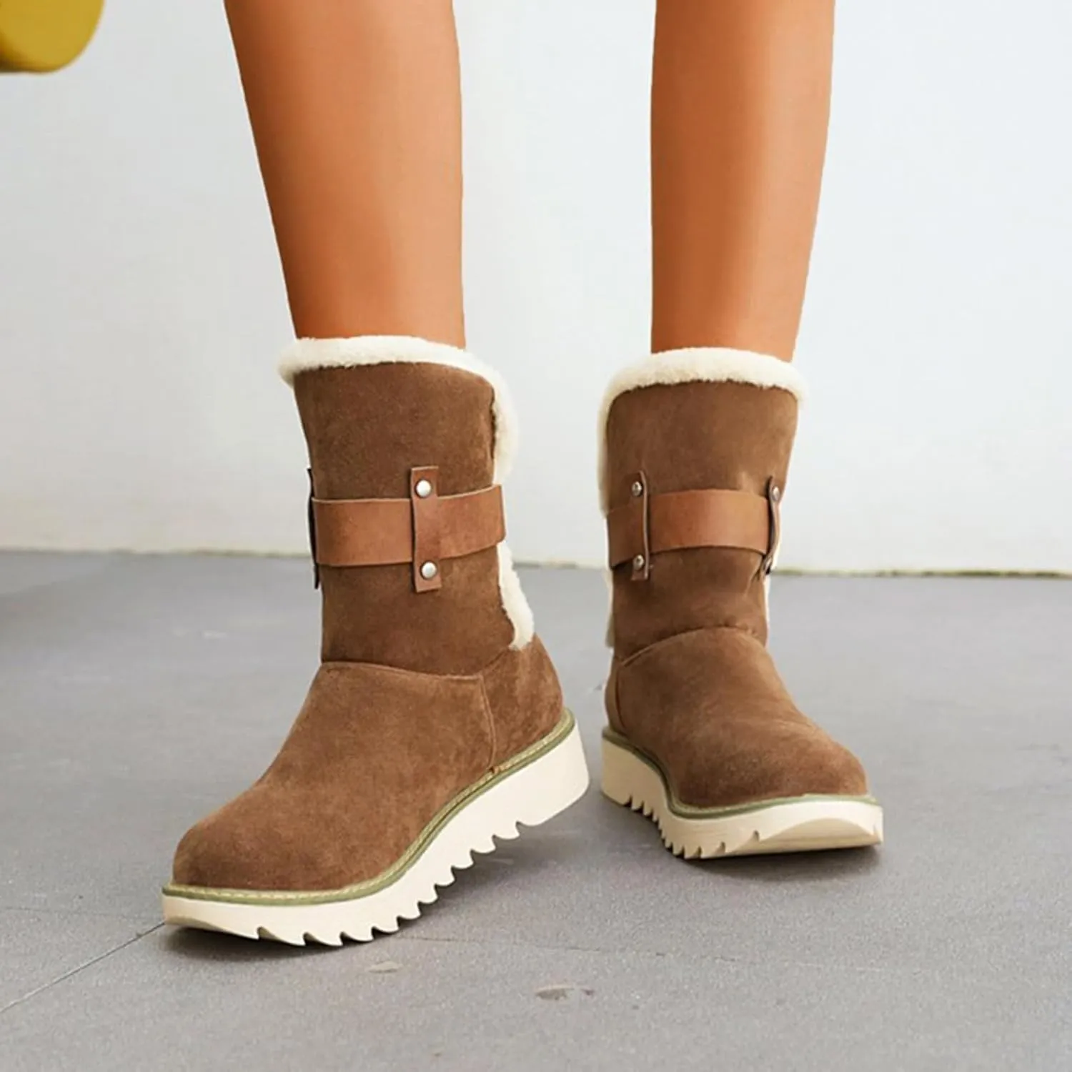 Snow Boots for Women Comfortable Warm Casual Flat Short Furry Booties Outdoor Footwear Skiing Hiking Boots
