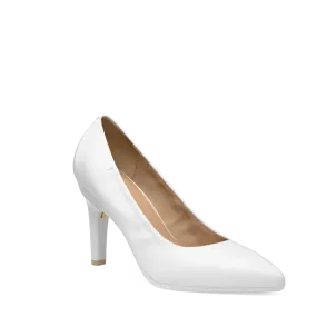 The Pump - White Leather 4 Stiletto