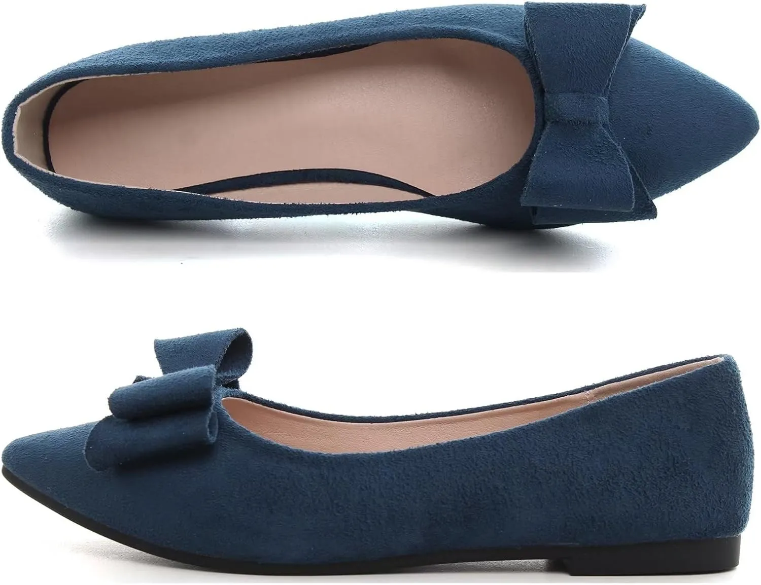 TN TANGNEST Women's Comfortable Pointed Toe Bowknot Flats Slip On Loafers Casual Flats