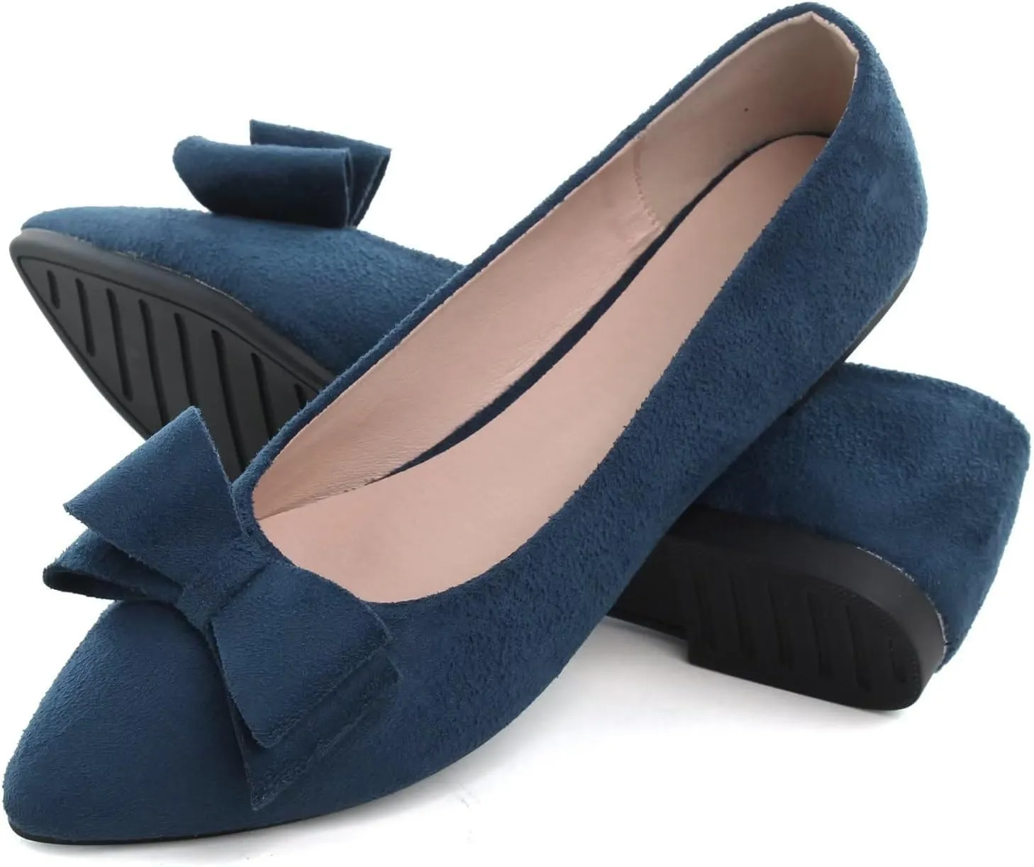 TN TANGNEST Women's Comfortable Pointed Toe Bowknot Flats Slip On Loafers Casual Flats