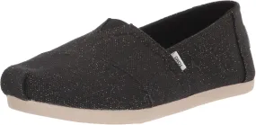 TOMS Womens Alpargata Metallic Slip On Flats Casual - Black
