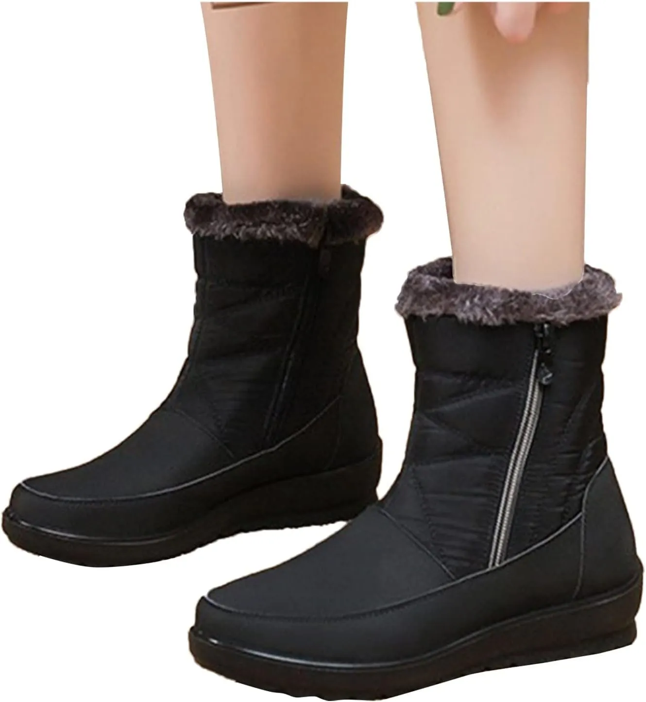 Winter Boots for Women Winter Warm Outdoor Faux Fur Lined Shoes Warm Cozy Short Ankle Booties Lightweight Snow Boot