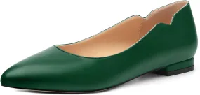Women's Pointed Toe Ballet Flats Casual Low Heel Pumps V-Shaped Notches Slip On Comfort Dress Party Office Shoes for Women