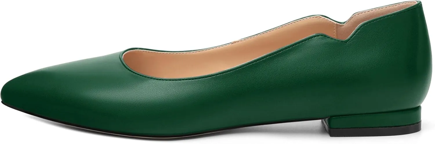 Women's Pointed Toe Ballet Flats Casual Low Heel Pumps V-Shaped Notches Slip On Comfort Dress Party Office Shoes for Women