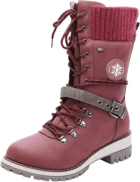 Womens Snow Boots Womens Winter Snow Boots Walking Comfortable Hiking Furry Mid Calf Lace Up Warm Booties Shoes